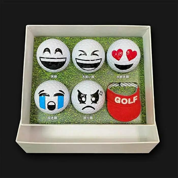 【撮るんだ】可愛いゴルフボール5種＋サンバイザーのギフトパッケージ（サンバイザー：レッド)