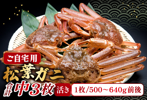 【活き】ご自宅用松葉ガニ　中　3枚