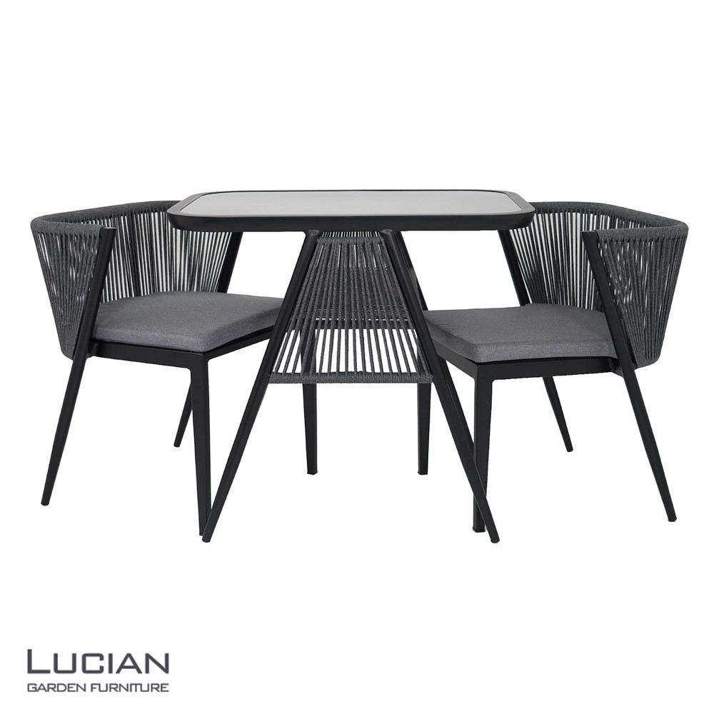 
                  【 ガーデンチェア】LUCIAN　アルミテーブルガーデン3点セット　ブラック ／ アルミテーブル チェア2脚 ガーデンファニチャー 屋外用 テラス ベランダ バルコニー アウトドア ブラック 軽量 丈夫 コンパクト スタイリッシュ モダン おしゃれ カフェ風 エクステリア 省スペースアルミ製 テーブルセット 椅子 イス ルシアン コスティック 奈良県 御所市 お取り寄せ 家具 【cstk0027】
                