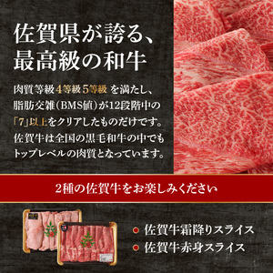 【2.4kg】中山牧場 佐賀牛霜降り・赤身スライス食べ比べ（1月配送）【C078-01】