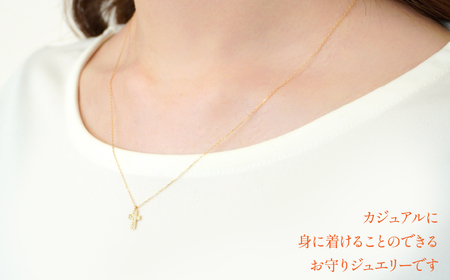 K18イエローゴールド　プチクロス　ダイヤネックレス 管理番号208114 218-108