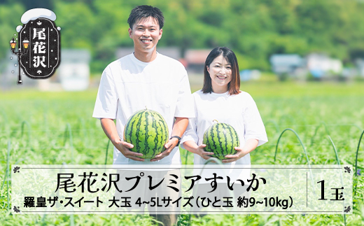 尾花沢プレミアすいか 羅皇ザ・スイート 大玉 4-5Lサイズ(約9~10kg) 1玉 2026年産 令和8年産 nf-su45r1