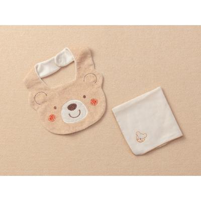 ふるさと納税 横浜市 スタイ/くまのコットン&amp;ガーゼハンカチ/刺しゅうくまTAK091