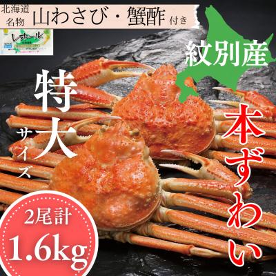 ふるさと納税 紋別市 本ずわいがに姿 2尾 計 約1.6kg