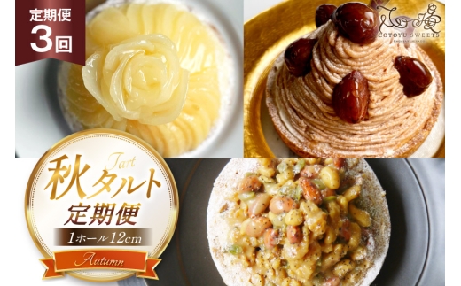 タルト 秋タルト 1ホール 12cm 3回 定期便 モンブラン キャラメルナッツ [心優-Cotoyu sweets- 長崎県 平戸市 hr42bjo490182] スイーツ フルーツ ケーキ 果物 ギフト  誕生日