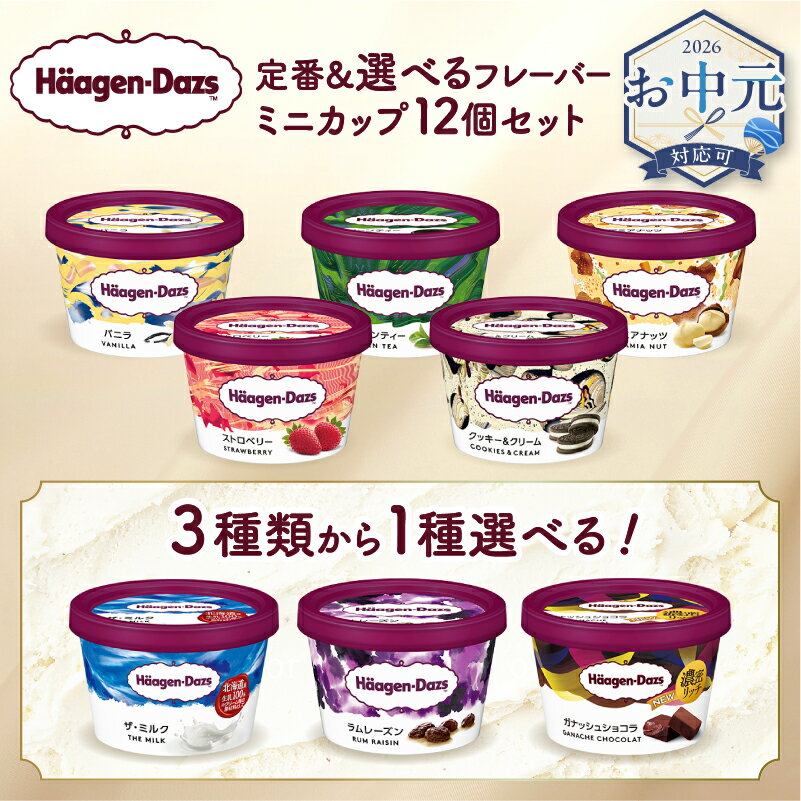 ハーゲンダッツ ミニカップ 6種 × 2個 合計 12個 セット 詰め合わせ 110ml バニラ ストロベリー グリーンティー クッキー&クリーム マカデミアナッツ リッチミルク アイス アイスクリーム お取り寄せ お取り寄せスイーツ 北海道 浜中町 冷凍 送料無料