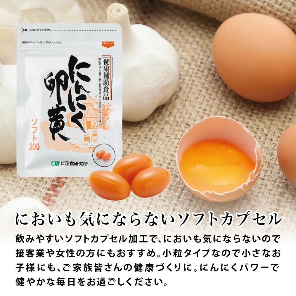 【健康補助食品】にんにく卵黄ソフト300（62粒入り×3袋）  健康 美容 食品 ニンニク 正食研究所 鹿児島 南さつま市 