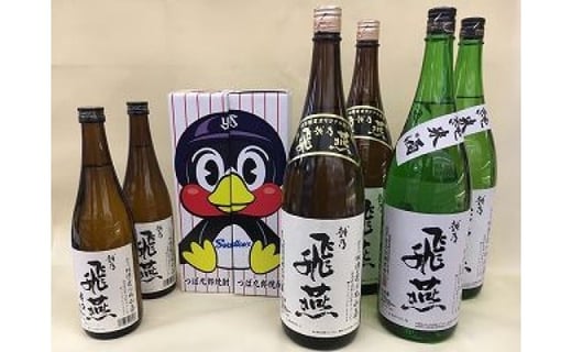 
越乃飛燕(上撰・純米・辛口)と「つば九郎焼酎」セット FC050023
