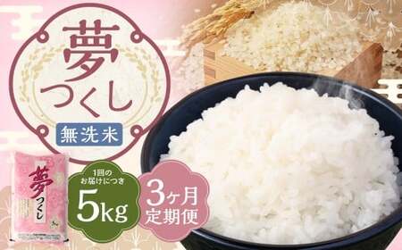 【3ヶ月定期便】 無洗米 食味鑑定士厳選 夢つくし 5kg×3回 計15kg 米 こめ コメ お米 精米 単一原料米 ごはん ご飯 ライス おにぎり