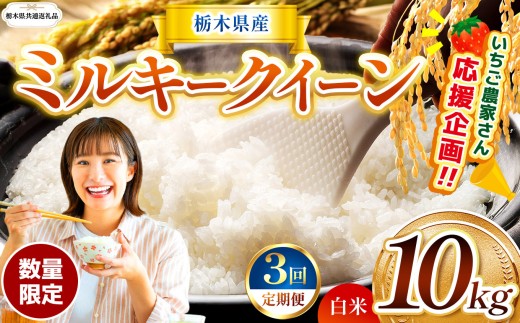 【栃木県共通返礼品】【先行予約】【定期3回】 訳あり 数量 限定 令和8年度産 ミルキークイーン 約 10kg | とちぎの星 ミルキークイーン  玄米 白米 ごはん おいしい  ふるさと納税 那珂川町 栃木県