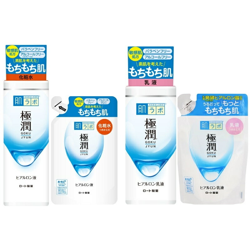 【ふるさと納税】ロート製薬 化粧水 乳液《肌ラボ 極潤》化粧水＋乳液4点セット（各ボトル＋つめかえ用/うるおってすーっとなじむ しっとりもちもち肌に 人気の肌ラボシリーズ 肌へのおもいやり 美容 化粧品 お肌 スキンケア おすすめ コスメ 無香料・無着色 送料無料