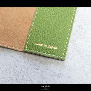 maf pinto (マフ ピント) レザーブックカバー 四六判サイズ ADRIA LINE グリーンティー 本革 日本製