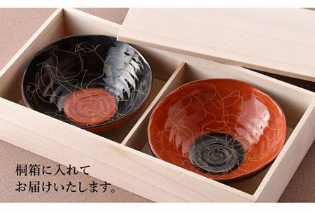 【波佐見焼】＜2012年『めし碗グランプリ展』大賞受賞＞掻きおとし錦糸紋 多用丼2点【野下上絵】 [LE01]