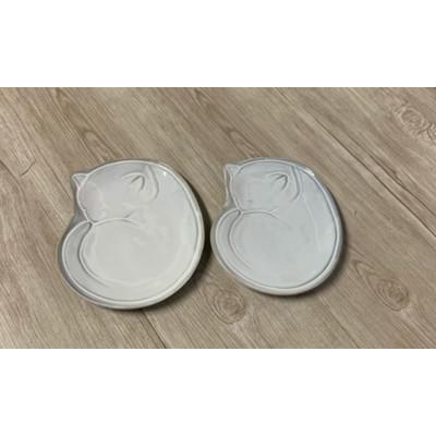 ふるさと納税 瀬戸市 キャットパッド　フードボウル(名前、写真入れ)　　猫型皿(白)2個 |  | 01