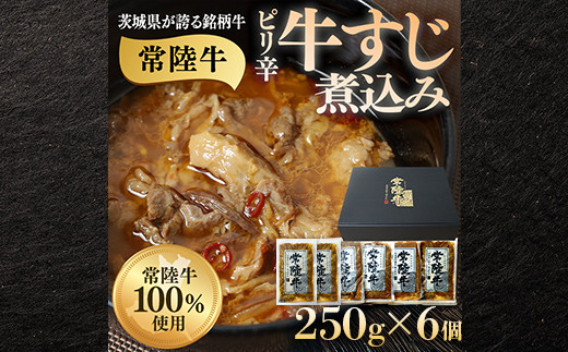 
                  牛すじ煮込み 1.5kg 250g×6個 ピリ辛 茨城県産 ブランド牛 常陸牛 使用 523
                