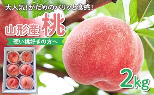 【硬い桃好きの方へ】大人気！かためのパリッと食感！山形産 もも 2kg【令和8年産先行予約】FS25-083