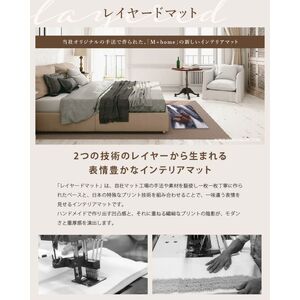 M+home レイヤード インテリアマット 約50×75cm ハルヤタ（ネイビー）