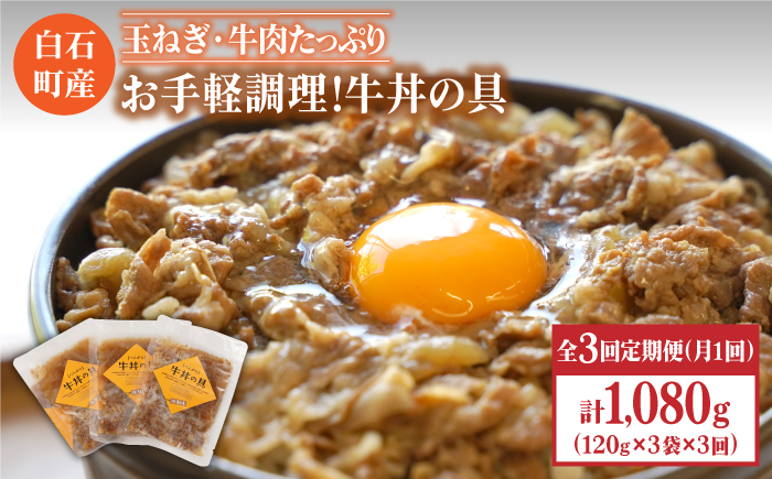【3回定期便】身体にやさしい！お手軽調理！牛丼の具（120g×3袋入り）【べんがら】 [IAZ006]