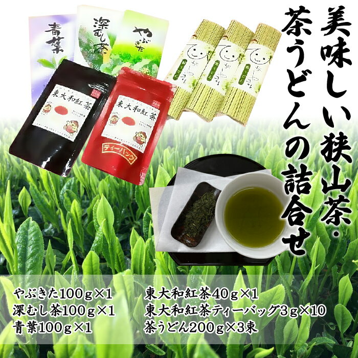【ふるさと納税】お茶で健康長寿　美味しい狭山茶・茶うどんの詰合せ ふるさと納税 狭山茶 深蒸し茶 日本茶 緑茶 茶うどん うどん 東京都 東大和市 送料無料 HAA003