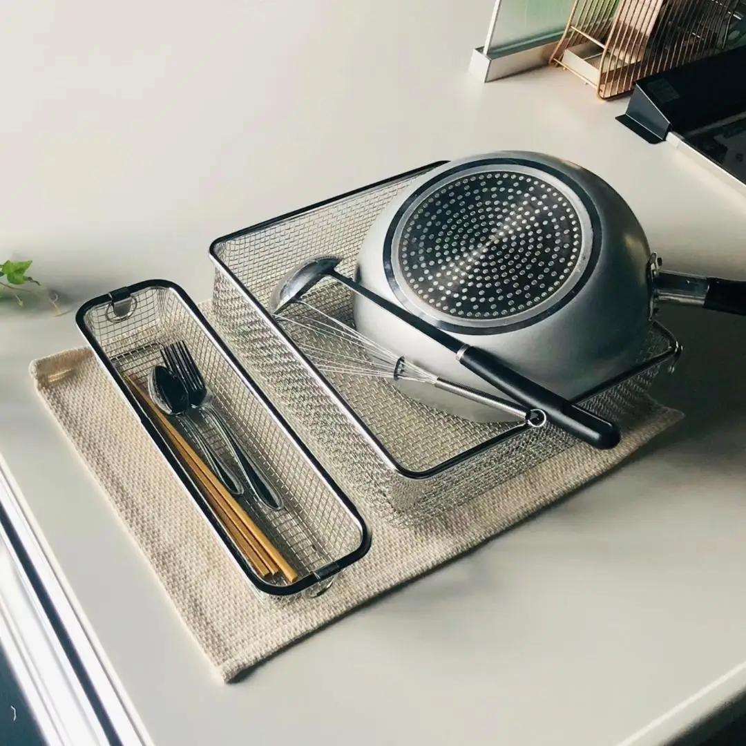 すっきり暮らす水切りかご スクエアタイプ ＋ スリム セット 燕三条製 水切り キッチン用品 キッチン整理 キッチン収納 bwsSELECTION [ビーワーススタイル]【014S067】