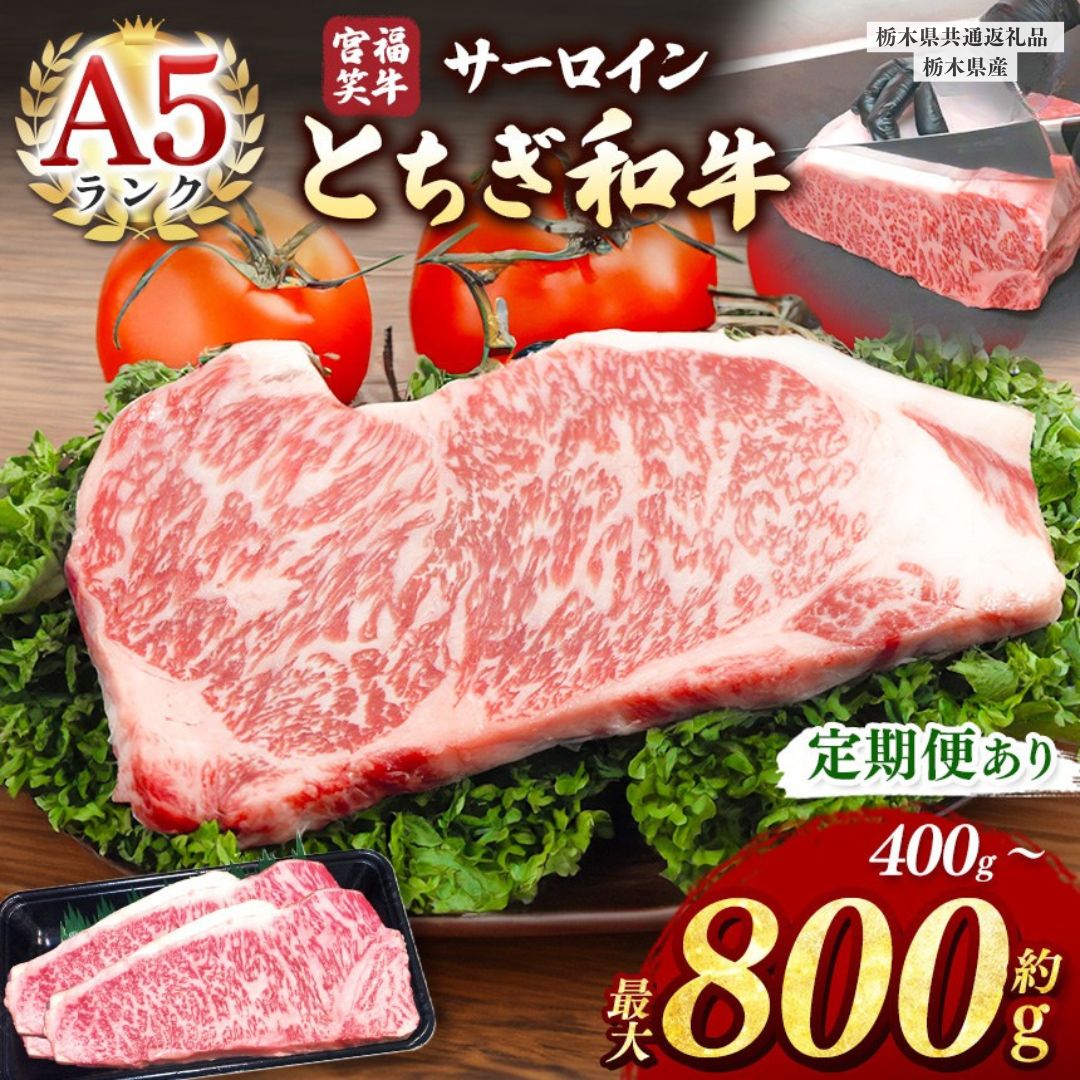 【ふるさと納税】宮福笑牛(とちぎ和牛) A5 サーロインステーキ 約200gx2枚~4枚【選べる内容量・定期便】 | 単品 定期便 3回 6回 12回 サーロイン 黒毛和牛 牛肉 ステーキ ブランド和牛 赤身 ふるさと 納税 おすすめ 栃木県 下野市【栃木県共通返礼品 栃木県産】