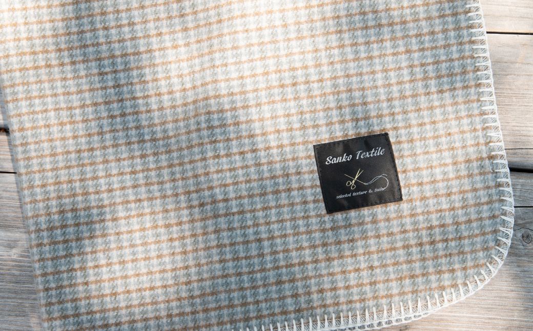 高級ラムウール ブランケット チェックブラウン チェックブラウン