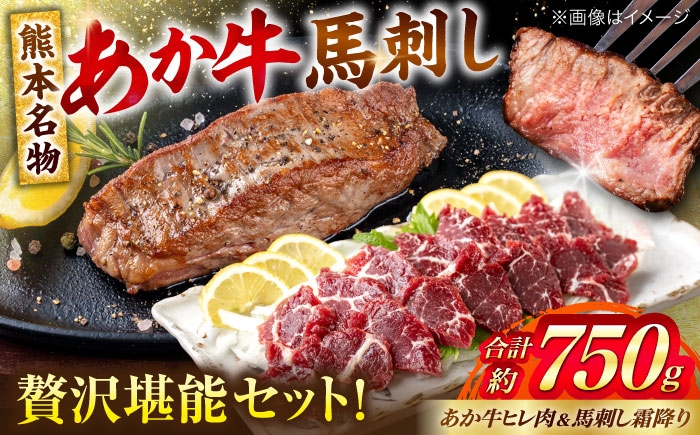 熊本の贅沢 あか牛 ヒレ肉 約450g 霜降り 馬刺し 約300g（計約750g）