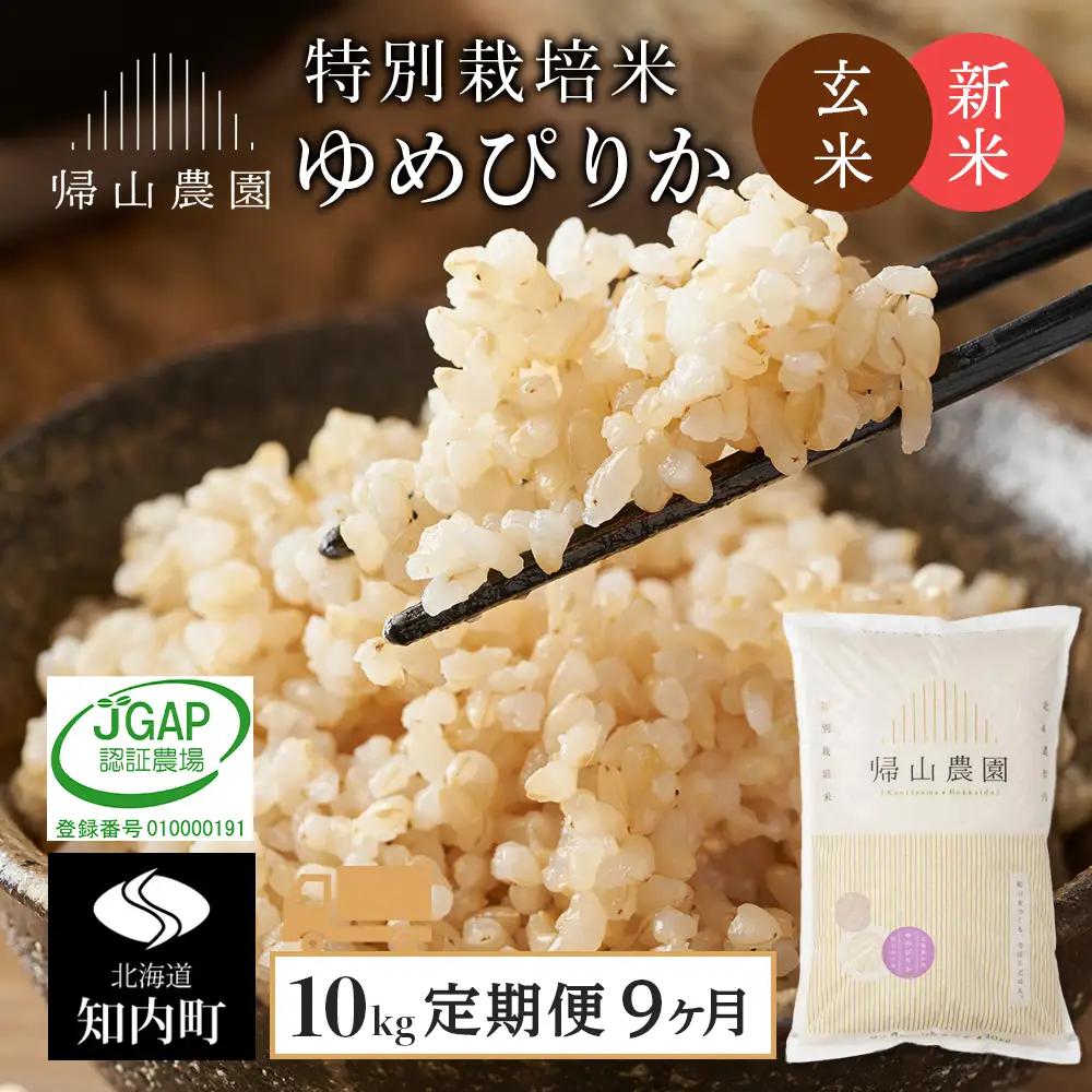 【令和8年産新米予約】 【9カ月定期便】特別栽培米産地直送「玄米ゆめぴりか 10kg」《帰山農園》
