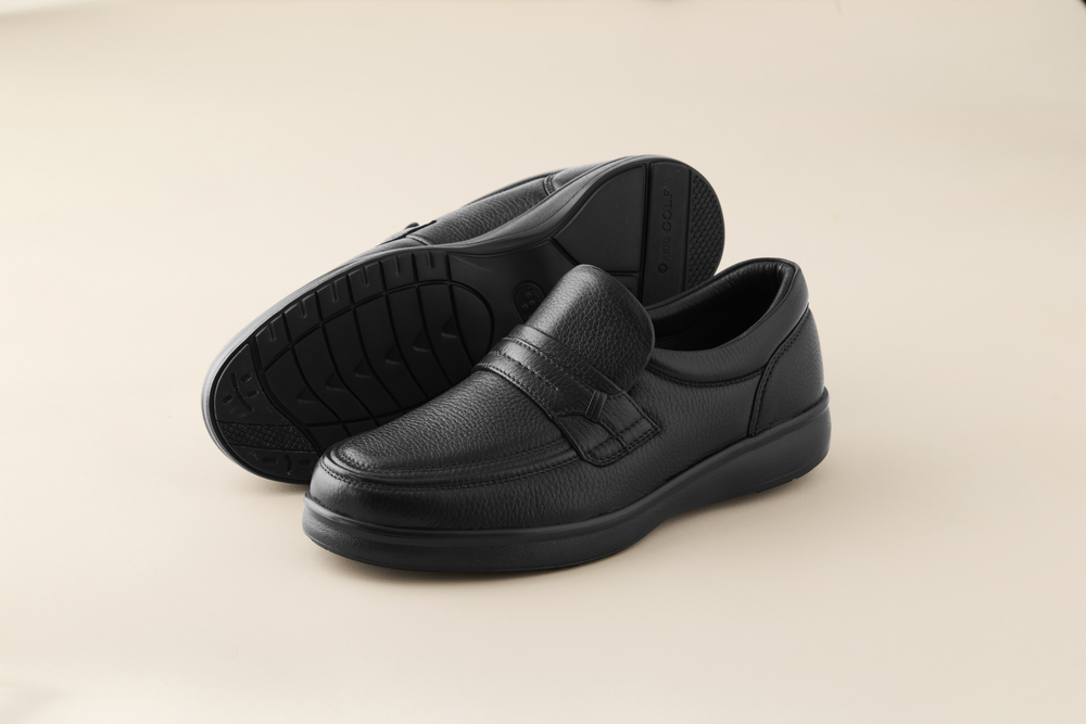 AKIO GOLF 5011 4E BL(クロ) 柔らかい鹿革使用 24.0cm オーソライト エクストラライトラバー付きEVA 黒 靴 シューズ ゴルフ メンズ 鹿革 本革 革靴 紳士靴【（株）アキ