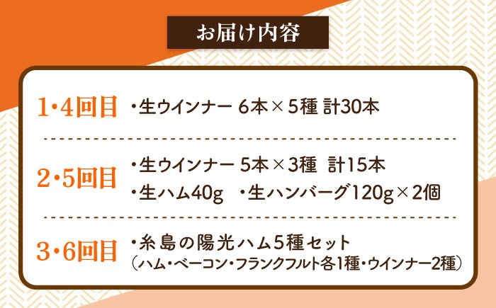 【全6回定期便】 ウインナー / ハンバーグ / ハム 月替り セット 糸島市 / 志摩スモークハウス 生ハム ベーコン [AOA039] 