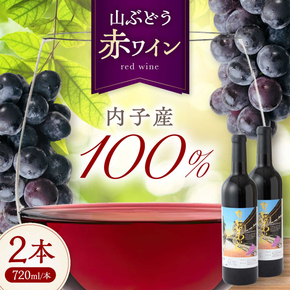 【ふるさと納税】内子夢わいん 赤ワイン (山ぶどう) 約720ml 2本 / ワイン 山ぶどうワイン わいん wine お酒 酒 おさけ 洋酒 愛媛県 愛媛 内子町 国産ワイン 日本ワイン 果実酒 送料無料 人気 家飲み 宅飲み 美味しい 【企業組合内子ワイナリー】[BKAG015] 32000 32000円