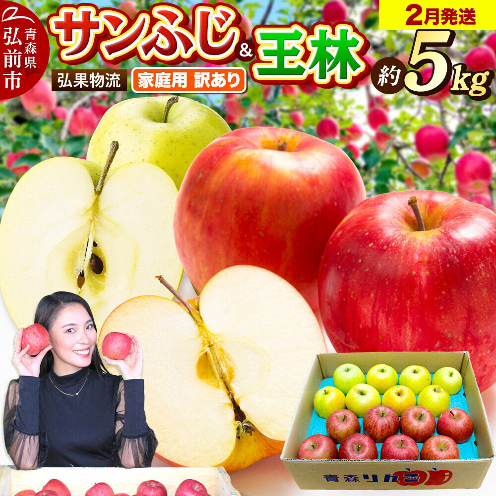 【ふるさと納税】【27年2月発送】りんご 家庭用 訳あり サンふじ・王林 詰め合わせ 約5kg [サンふじ 王林 りんご 訳あり 家庭用 アップル おいしい 黄色 果実 果物 詰め合わせ 詰合 赤色 美味 林檎]