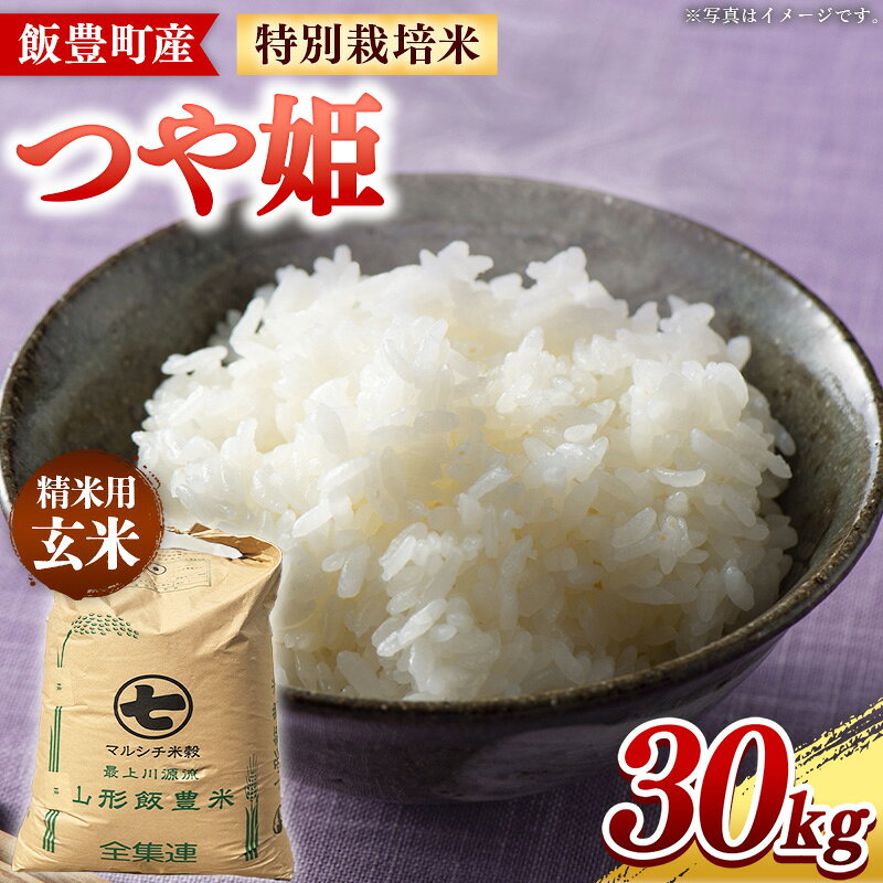 【ふるさと納税】【令和7年産】飯豊町産 特別栽培米つや姫 玄米30kg おこめ 米 ごはん 甘味 旨味 コク 品種 銘柄 ブランド米 おすすめ 送料無料 山形県 飯豊町