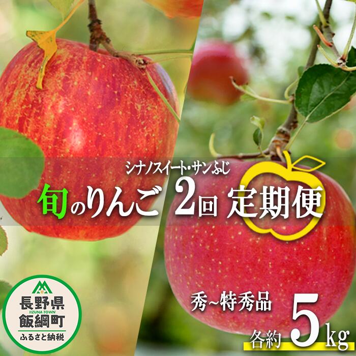 【ふるさと納税】 旬のりんご 【 定期便 】 秀 〜 特秀 5kg × 2回 渡辺農園 沖縄県への配送不可 令和7年度収穫分 エコファーマー認定 減農薬栽培 長野県 飯綱町 【 信州 果物 フルーツ リンゴ 林檎 長野 】発送時期：2025年10月中旬〜2025年12月中旬