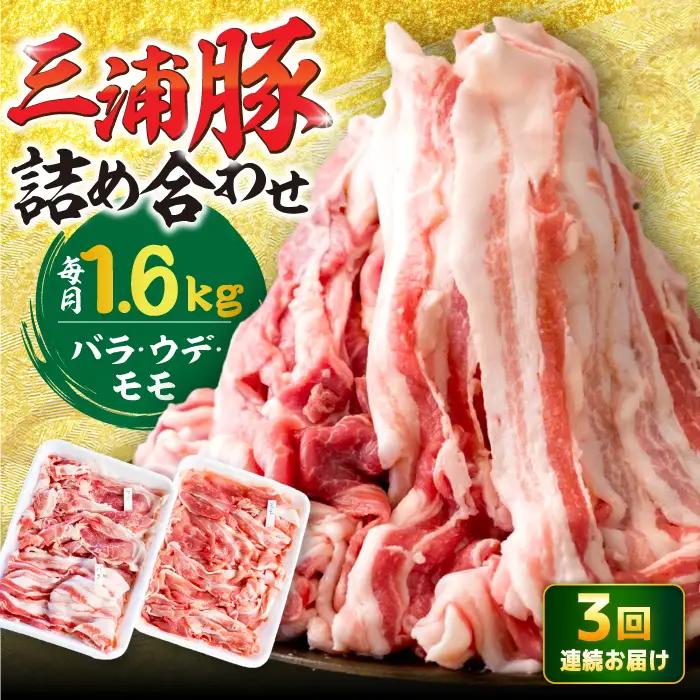 【3回定期便】 特盛三浦豚 1.6kg 豚肉セット / 恵那市 / あづま精肉店 [AUDL006]