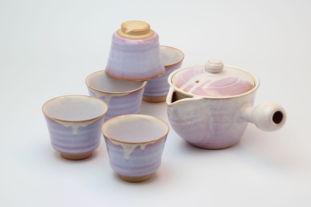 【ふるさと納税】【352047000148】萩焼　萩むらさき朝顔茶器揃