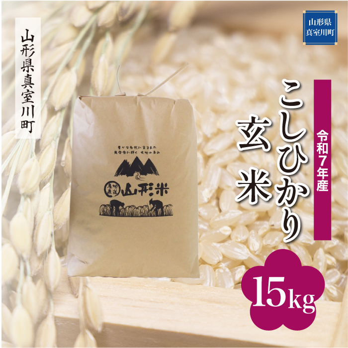 令和7年産　山形県産 こしひかり 【玄米】 15kg （15kg×1袋） 数量限定　配送時期指定できます！　真室川町