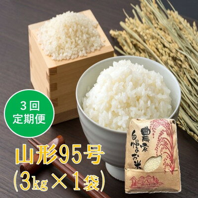 【ふるさと納税】【発送月固定定期便】山形95号 精米 3kg　佐藤全3回【4089322】