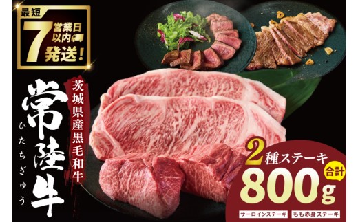 常陸牛2種ステーキ　(サーロインステーキ400g、赤身ステーキ400g)【常陸牛 国産牛 和牛 牛肉 ステーキ ジューシー  茨城県 水戸市】（NW-11）