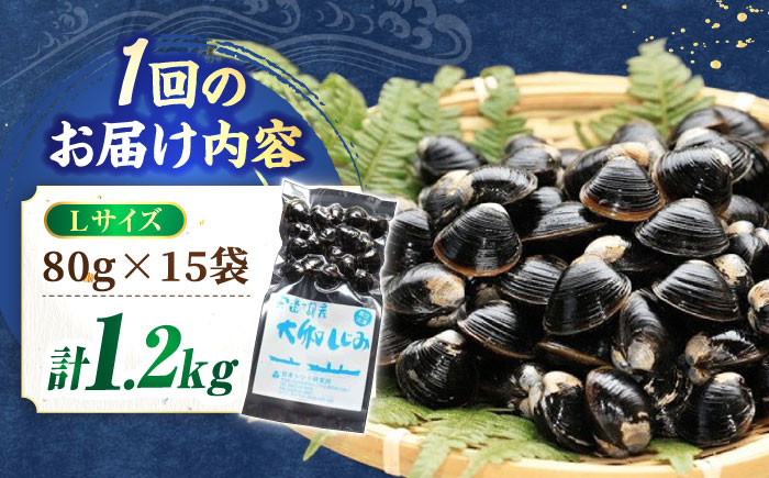 【全6回定期便】生産量日本一！宍道湖産 ヤマトシジミLサイズ（真空冷凍） 80g×15袋 島根県松江市/有限会社日本シジミ研究所 [ALBS007]