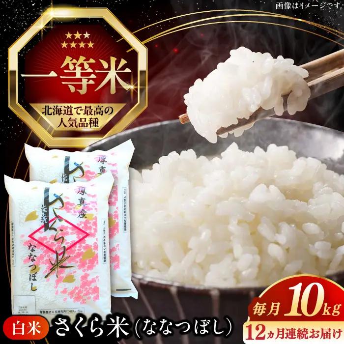 令和7年産 令和8年産 【全12回定期便】ななつぼし さくら米 10kg 1年 お米 一等米 北海道 [AXAB024]