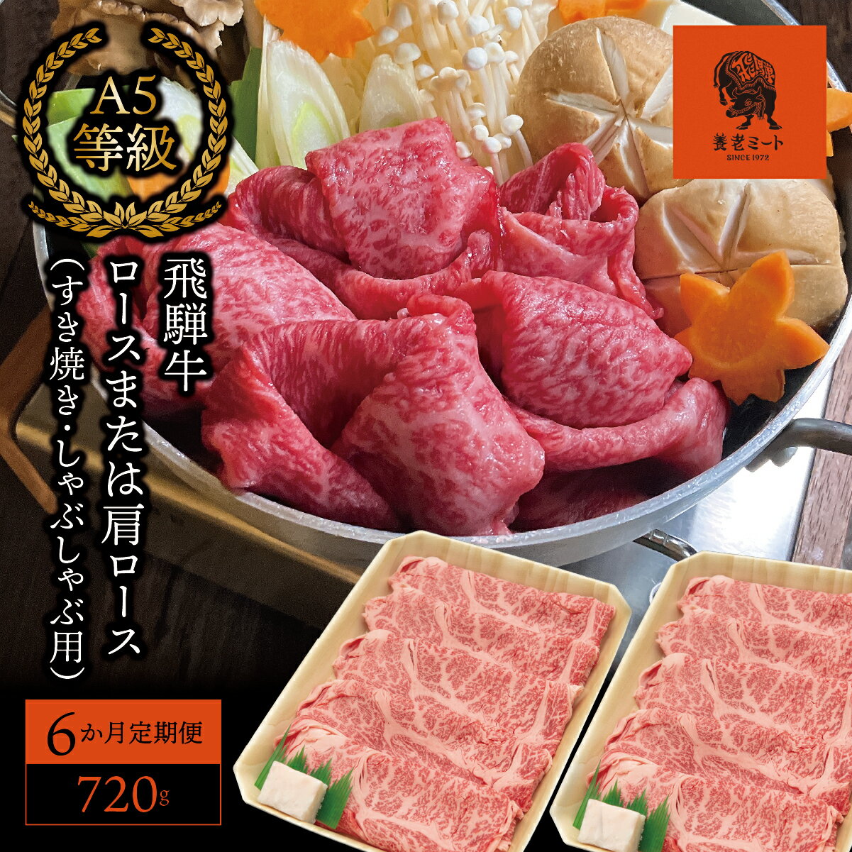 【ふるさと納税】AJ-20 【6か月定期便】【飛騨牛】 ロースまたは肩ロース720g (すき焼き・しゃぶしゃぶ用)
