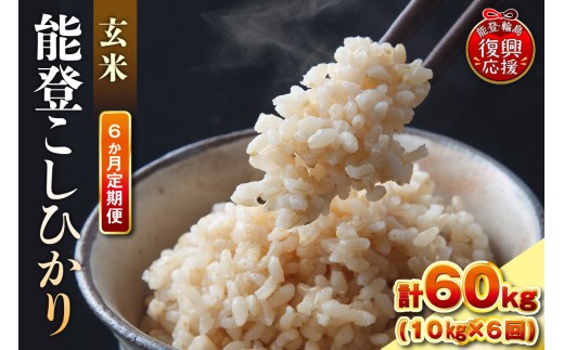 【定期便 6か月】令和8年産 能登コシヒカリ（10kg×6回）計60kg（玄米／残留農薬ゼロ） wa084-015-r8