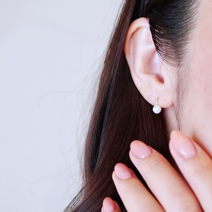 K10YG(10金) イエローゴールド パール & ホワイトトパーズ シンプル suスタッド ピアス  保証書付 759 242-061-c