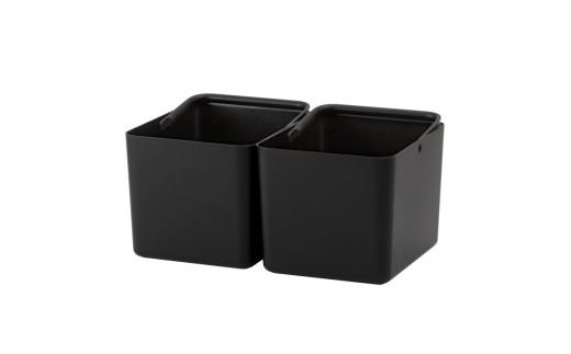 ハンドル付きストックケース ワイド 2個組　LBK-52 2P  ブラック (3色からお好きなカラーが選べる)  ／ ホワイト グレー ブラック キッチン用品 ストックケース 米びつ お米ストック ラ