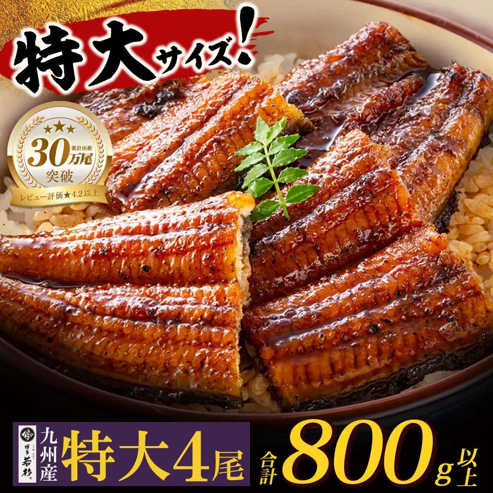 国産うなぎ蒲焼特大サイズ4尾（計800g以上）鰻蒲焼用タレ・山椒付