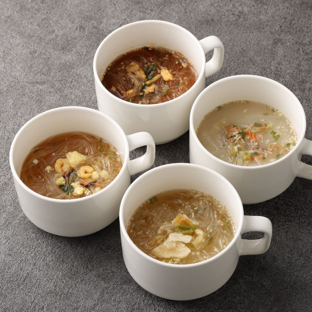 【ふるさと納税】くまモン太平燕アソート4種 各5食 合計20食（白湯とんこつ味、チキン味、うま辛海鮮味、ゆず胡椒味）春雨スープ 春雨 はるさめ 熊本市 名物 ご当地 グルメ お取り寄せ 贈り物 ギフト インスタント 簡単調理 送料無料