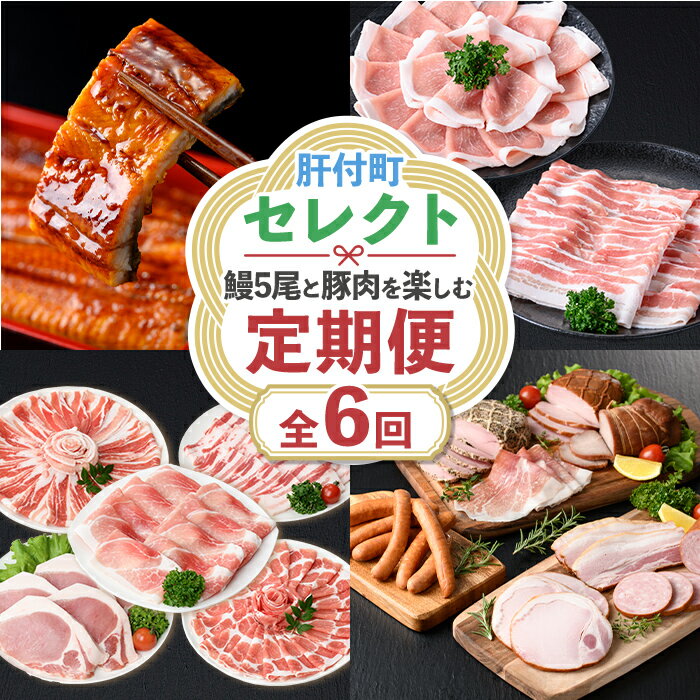 【ふるさと納税】＜定期便・全6回＞肝付町セレクト定期便《 鰻5尾と豚肉を楽しむ定期便》 鹿児島 豚肉 鹿児島県産 黒豚 鰻 とんかつ しゃぶしゃぶ ハム ウィンナー 定期便 セレクト 冷凍 冷凍食品 【株式会社きもつき未来商社そらまち】