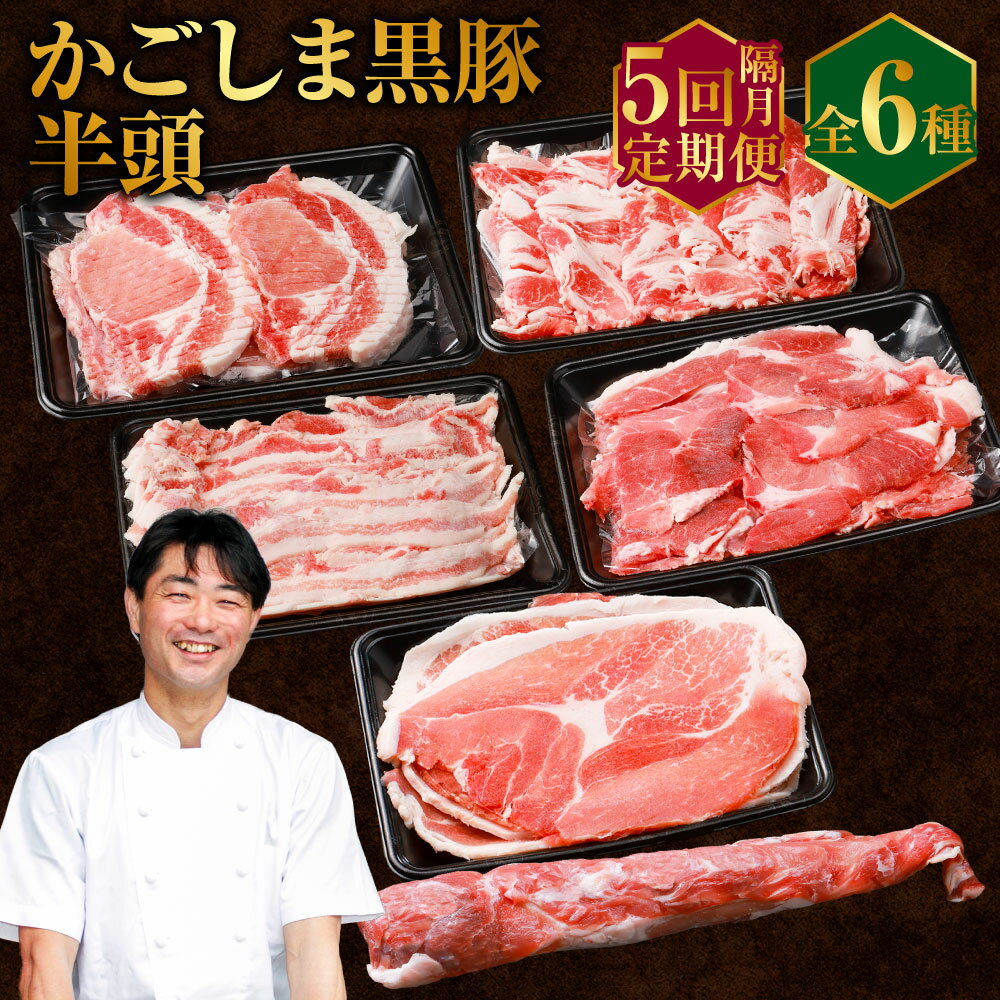 【ふるさと納税】【隔月5回定期便】かごしま黒豚半頭 合計約22.5kg セット 詰合せ かごしま黒豚 鹿児島黒豚 黒豚 六白黒豚 豚肉 肉 お肉 ロース肉 肩ロース肉 バラ肉 ウデ肉 モモ肉 ヒレ肉 冷凍 鹿児島県 薩摩川内市 送料無料
