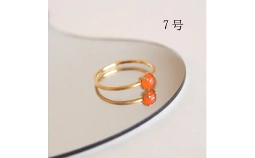 7号 天然石 カーネリアン リング (Silver925 18KGP仕上げ) 指輪 ／ Maco アクセサリー シルバー ヘアライン加工 プレゼント 奈良県 田原本町